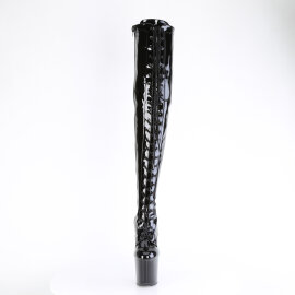 Pleaser CRAZE-3023 Stivali Sopra Il Ginocchio Con Plateau Vernice Nero EU-40 / US-10