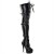 Pleaser DELIGHT-3028 Stivali Sopra Il Ginocchio - Similpelle Elasticizzato Nero/Nero Opaco EU-35 / US-5