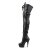 Pleaser DELIGHT-3028 Stivali Sopra Il Ginocchio - Similpelle Elasticizzato Nero/Nero Opaco EU-35 / US-5