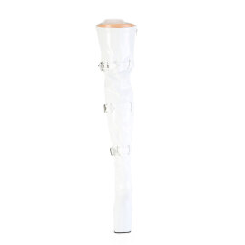 Pleaser CRAZE-3028 Stivali Sopra Il Ginocchio Con Plateau Vernice Bianco EU-41 / US-11
