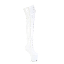 Pleaser CRAZE-3028 Stivali Sopra Il Ginocchio Con Plateau Vernice Bianco EU-41 / US-11