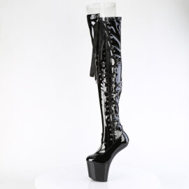 Pleaser CRAZE-3050 Stivali Sopra Il Ginocchio Con Plateau Vernice Nero EU-36 / US-6