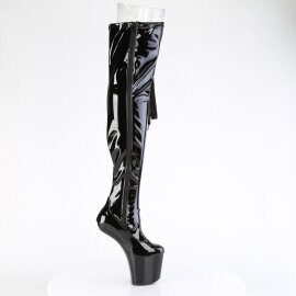 Pleaser CRAZE-3050 Stivali Sopra Il Ginocchio Con Plateau Vernice Nero EU-38 / US-8