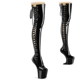 Pleaser CRAZE-3050 Stivali Sopra Il Ginocchio Con Plateau Vernice Nero EU-40 / US-10