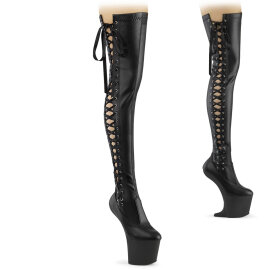 Pleaser CRAZE-3050 Stivali Sopra Il Ginocchio Con Plateau Similpelle Nero EU-40 / US-10