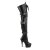 Pleaser DELIGHT-3028 Stivali Sopra Il Ginocchio - Similpelle Elasticizzato Nero/Nero Opaco EU-38 / US-8