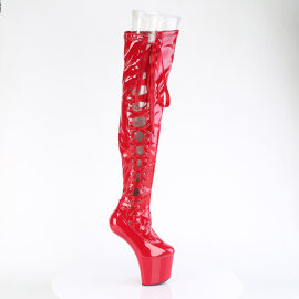 Pleaser CRAZE-3050 Stivali Sopra Il Ginocchio Con Plateau Vernice Rosso EU-38 / US-8