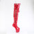 Pleaser CRAZE-3050 Stivali Sopra Il Ginocchio Con Plateau Vernice Rosso EU-38 / US-8
