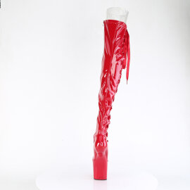 Pleaser CRAZE-3050 Stivali Sopra Il Ginocchio Con Plateau Vernice Rosso EU-40 / US-10