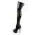 Pleaser DELIGHT-3050 Stivali Sopra Il Ginocchio - Vernice Elasticizzato Nero/Nero EU-35 / US-5