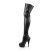 Pleaser DELIGHT-3050 Stivali Sopra Il Ginocchio - Similpelle Elasticizzato Nero/Nero Opaco EU-38 / US-8