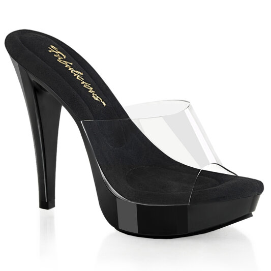 Fabulicious COCKTAIL-501 Mules Con Plateau Trasparente Nero EU-41 / US-11
