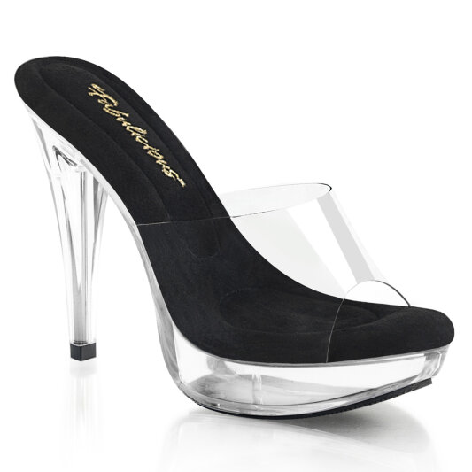 Fabulicious COCKTAIL-501 Mules Con Plateau Trasparente Nero EU-40 / US-10