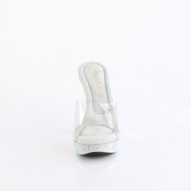 Fabulicious COCKTAIL-501DM Mules Con Plateau Trasparente Strass Argento EU-35 / US-5