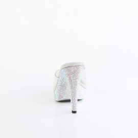 Fabulicious COCKTAIL-501DM Mules Con Plateau Trasparente Strass Argento EU-37 / US-7