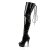 Pleaser DELIGHT-3063 Stivali Sopra Il Ginocchio - Vernice Elasticizzato Nero/Nero EU-35 / US-5