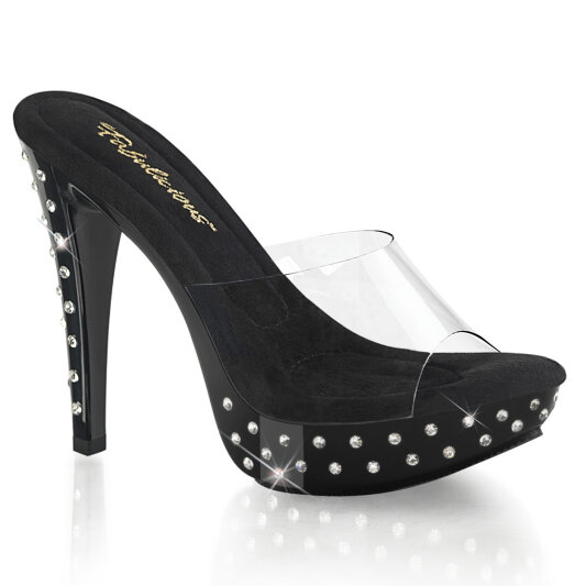 Fabulicious COCKTAIL-501SDT Mules Con Plateau Trasparente Nero EU-43 / US-13