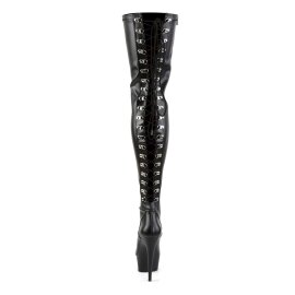 Pleaser DELIGHT-3063 Stivali Sopra Il Ginocchio - Similpelle Elasticizzato Nero/Nero EU-40 / US-10