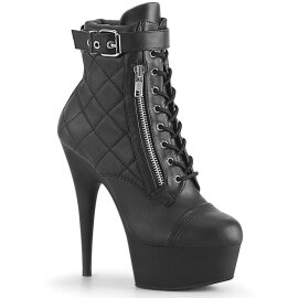 Pleaser DELIGHT-600-05 Stivaletti - Similpelle Nero/Nero Opaco EU-36 / US-6