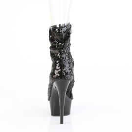 Pleaser DELIGHT-1008SQ Stivaletti Con Plateau Paillettes Nero EU-38 / US-8