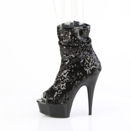 Pleaser DELIGHT-1008SQ Stivaletti Con Plateau Paillettes Nero EU-37 / US-7