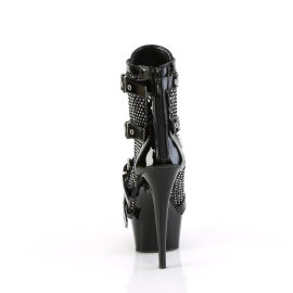 Pleaser DELIGHT-1013RM Stivaletti Con Plateau Vernice Strass Rete Nero EU-35 / US-5