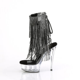 Pleaser DELIGHT-1017RSF Stivaletti Con Plateau Trasparente Strass Nero EU-36 / US-6