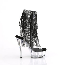 Pleaser DELIGHT-1017RSF Stivaletti Con Plateau Trasparente Strass Nero EU-36 / US-6