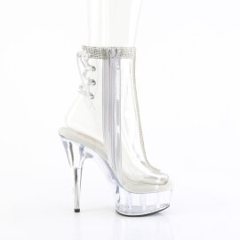 Pleaser DELIGHT-1018C-2RS Stivaletti Con Plateau Trasparente Strass Trasparente EU-41 / US-11