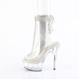 Pleaser DELIGHT-1018C-2RS Stivaletti Con Plateau Trasparente Strass Trasparente EU-35 / US-5