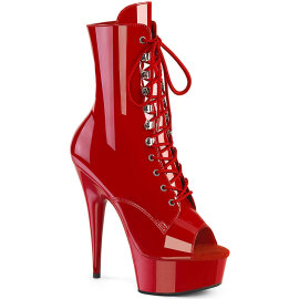 Pleaser DELIGHT-1021 Stivaletti Con Plateau Vernice Rosso...