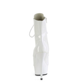 Pleaser DELIGHT-1021 Stivaletti Con Plateau Vernice Bianco EU-40 / US-10