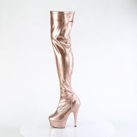 Pleaser DELIGHT-3000HWR Stivali Sopra Il Ginocchio Con Plateau Holo Similpelle Oro EU-40 / US-10