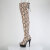Pleaser DELIGHT-3008SP-BT Stivali Sopra Il Ginocchio Con Plateau Pitonato Marrone EU-39 / US-9