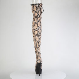 Pleaser DELIGHT-3008SP-BT Stivali Sopra Il Ginocchio Con Plateau Pitonato Marrone EU-35 / US-5