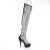 Pleaser DELIGHT-3009 Stivali Sopra Il Ginocchio Con Plateau Similpelle Strass Rete Nero EU-35 / US-5