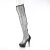 Pleaser DELIGHT-3009 Stivali Sopra Il Ginocchio Con Plateau Similpelle Strass Rete Nero EU-40 / US-10