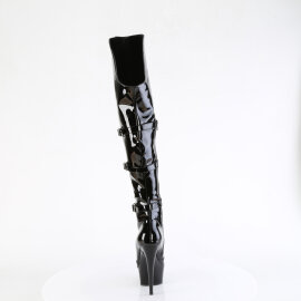 Pleaser DELIGHT-3018 Stivali Sopra Il Ginocchio Con Plateau Vernice Nero EU-36 / US-6