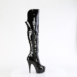 Pleaser DELIGHT-3018 Stivali Sopra Il Ginocchio Con Plateau Vernice Nero EU-37 / US-7