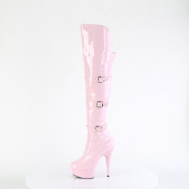 Pleaser DELIGHT-3018 Stivali Sopra Il Ginocchio Con Plateau Vernice Rosa EU-37 / US-7