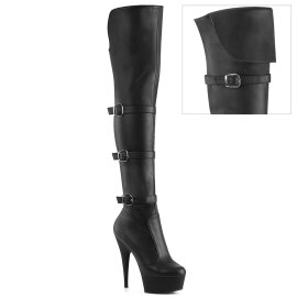 Pleaser DELIGHT-3018 Stivali Sopra Il Ginocchio Con Plateau Similpelle Nero EU-36 / US-6