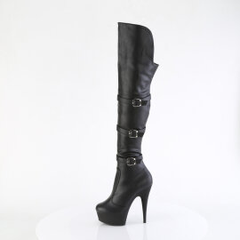 Pleaser DELIGHT-3018 Stivali Sopra Il Ginocchio Con Plateau Similpelle Nero EU-36 / US-6