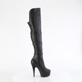Pleaser DELIGHT-3018 Stivali Sopra Il Ginocchio Con Plateau Similpelle Nero EU-36 / US-6