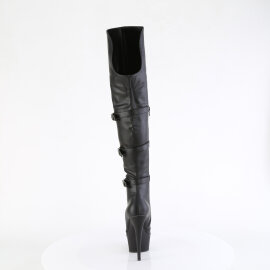 Pleaser DELIGHT-3018 Stivali Sopra Il Ginocchio Con Plateau Similpelle Nero EU-37 / US-7