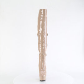 Pleaser DELIGHT-3018 Stivali Sopra Il Ginocchio Con Plateau Vernice Beige EU-36 / US-6
