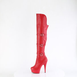 Pleaser DELIGHT-3018 Stivali Sopra Il Ginocchio Con Plateau Similpelle Rosso EU-35 / US-5