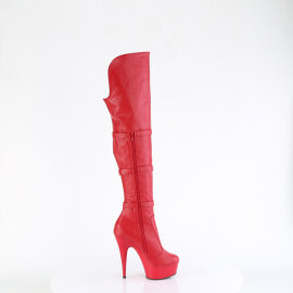 Pleaser DELIGHT-3018 Stivali Sopra Il Ginocchio Con Plateau Similpelle Rosso EU-35 / US-5
