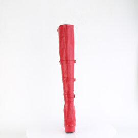 Pleaser DELIGHT-3018 Stivali Sopra Il Ginocchio Con Plateau Similpelle Rosso EU-37 / US-7