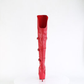 Pleaser DELIGHT-3018 Stivali Sopra Il Ginocchio Con Plateau Similpelle Rosso EU-37 / US-7