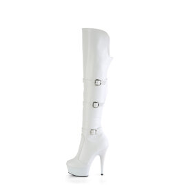 Pleaser DELIGHT-3018 Stivali Sopra Il Ginocchio Con Plateau Similpelle Bianco EU-37 / US-7